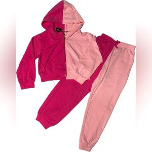 [NWT] Fashion Nova Kids Colorblock Color Block Blush Hot Pink Jumpsuit Tracksuit